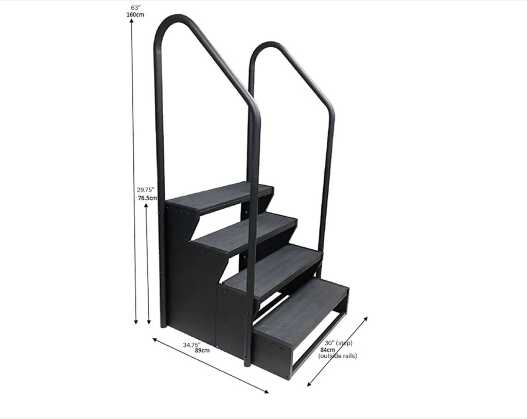 PREMIUM SWIM SPA STEP 4 TIER SIDE MOUNT - BLACK