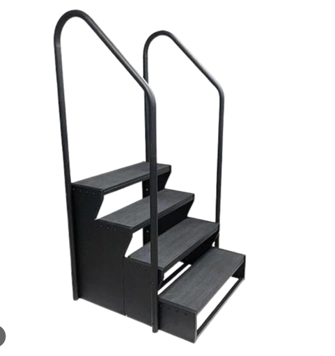 [STEP-4TIER-BLK-SM] PREMIUM SWIM SPA STEP 4 TIER SIDE MOUNT - BLACK